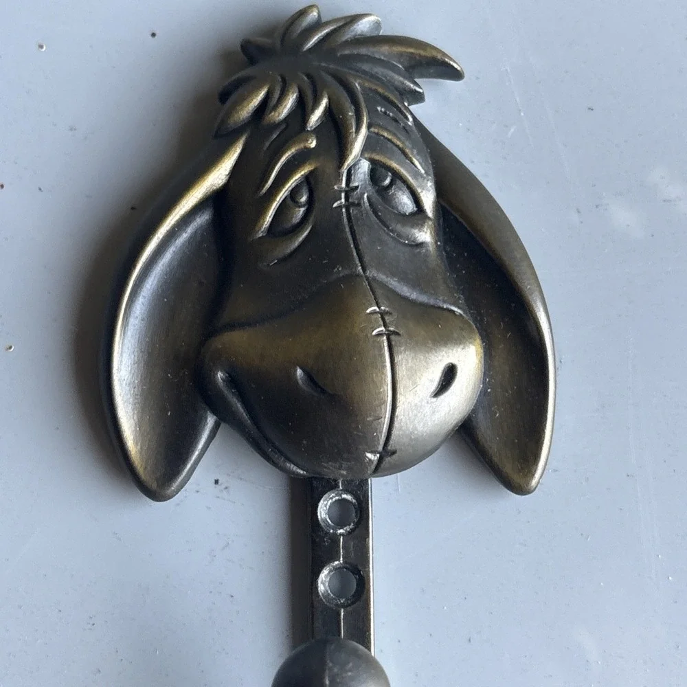 VINTAGE RARE Disney Eeyore Brass Metal Door Coat Hook/Hanger Made in Taiwan